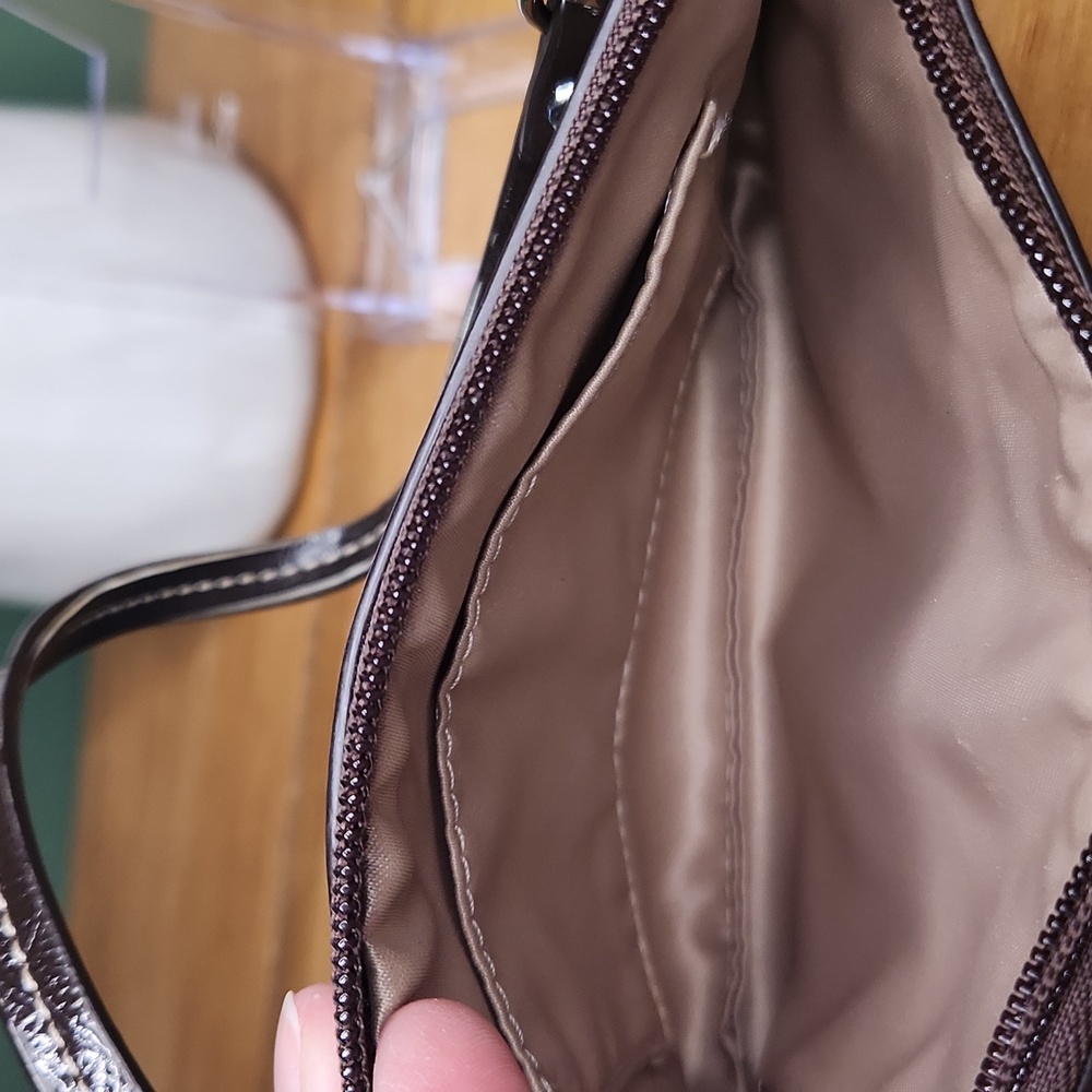 Coach Dark Brown Wristlet with Silver Accents - Picture 5 of 6